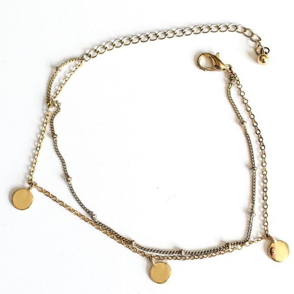 Modern Bohemian Layered Gold Anklet - Picture 1 of 3